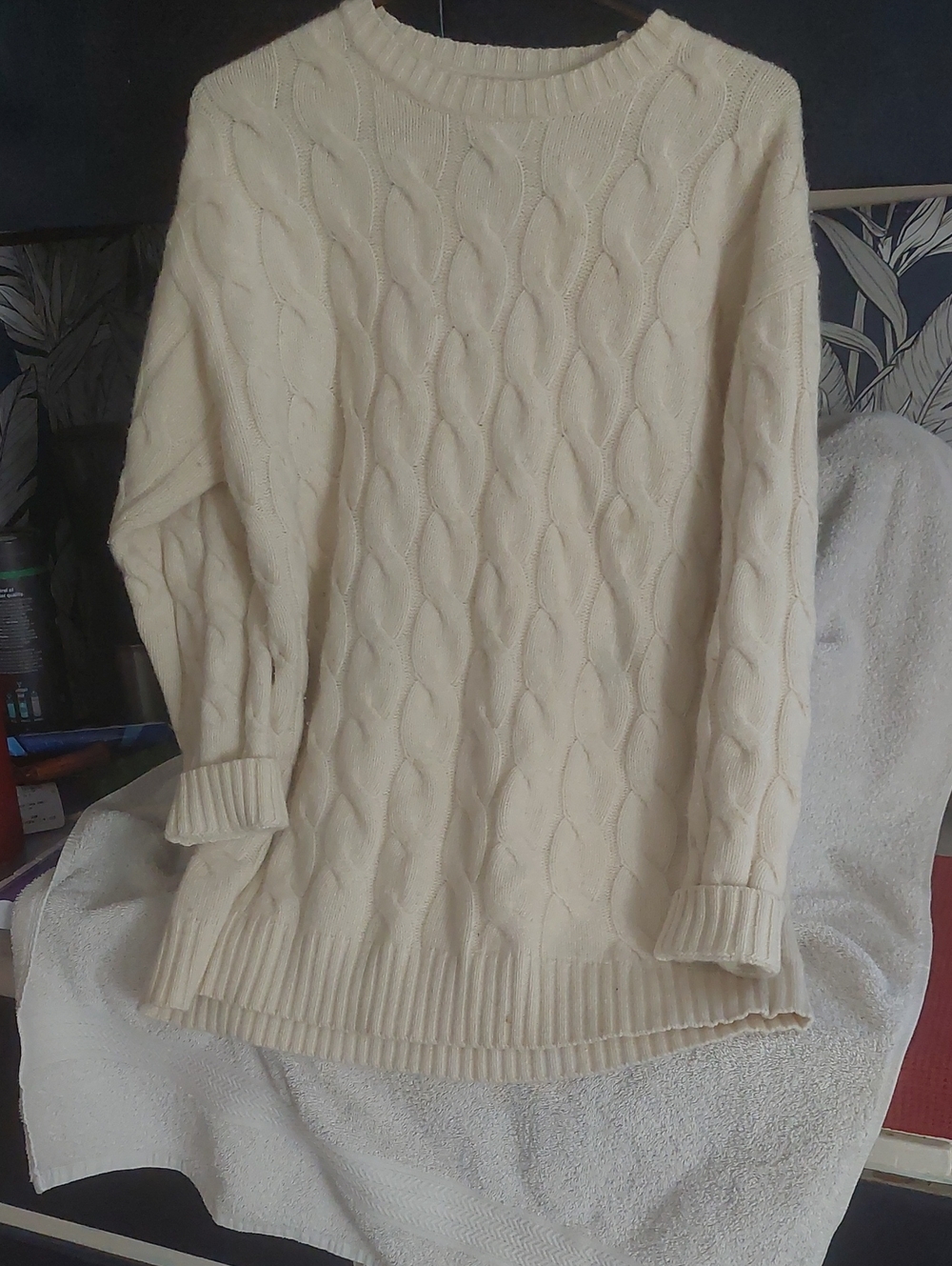 Ralph Lauren Cream Cable Knit Scoop Neck Sweater